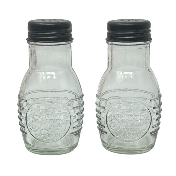 Sweet Home Clear Glass Salt & Pepper Shaker Set 4″ Tall Everyday Kitchen Use - Picture 1 of 4